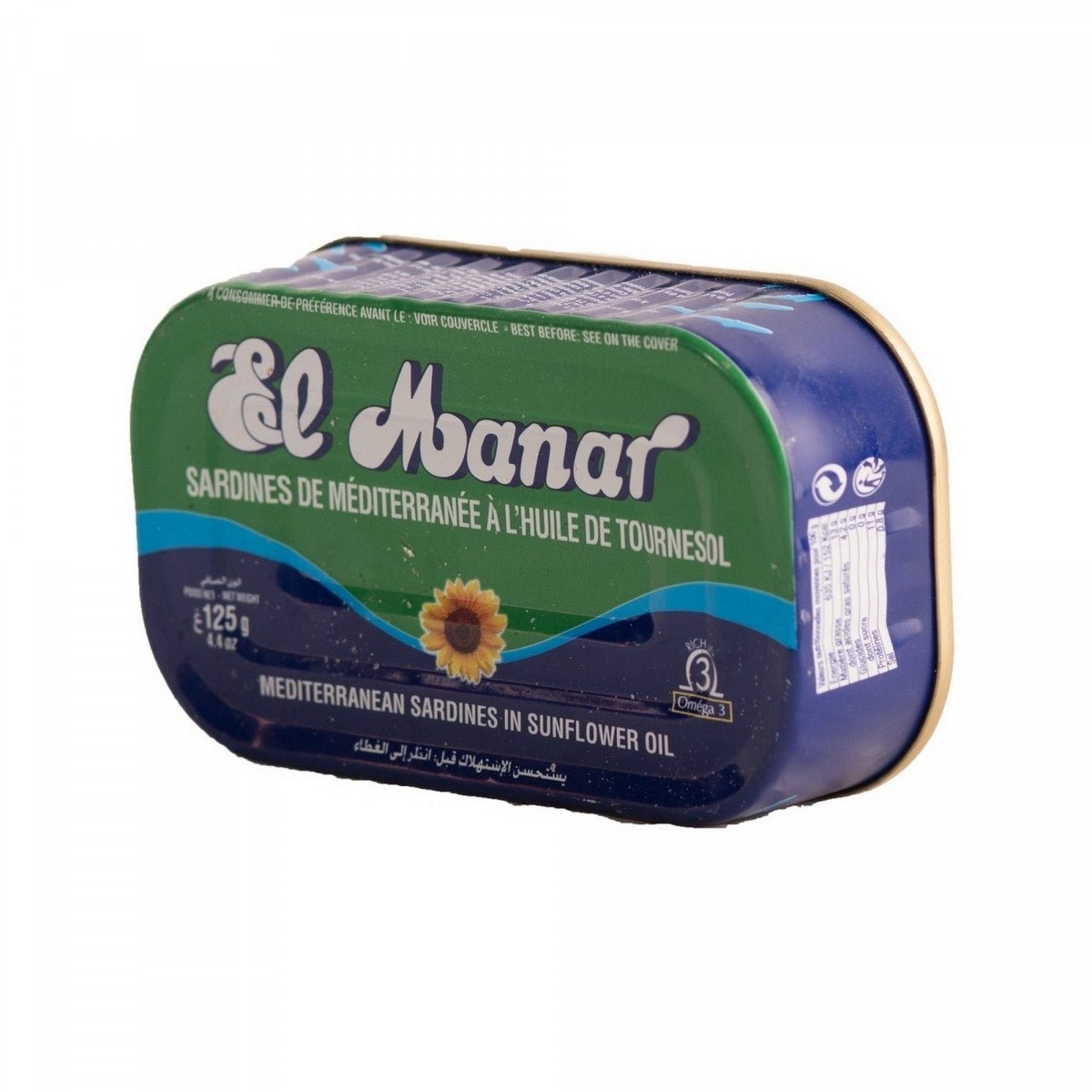 El Manar Sardines in Olive Oil 125g - Rich Flavor, High Quality Seafood Snack