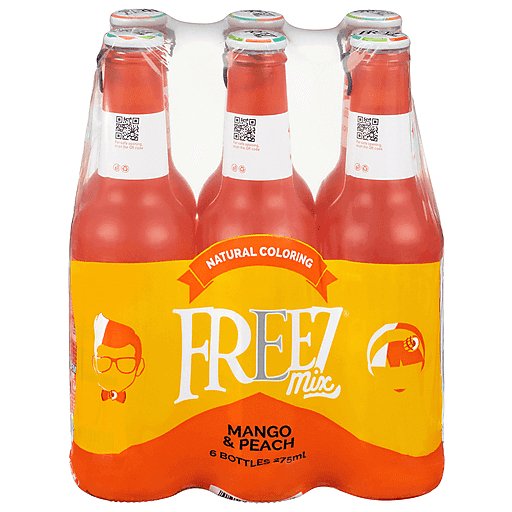 Freez Mix Mango Peach Carbonated Drink - 6 Pack of 275 Ml Refreshing Beverages