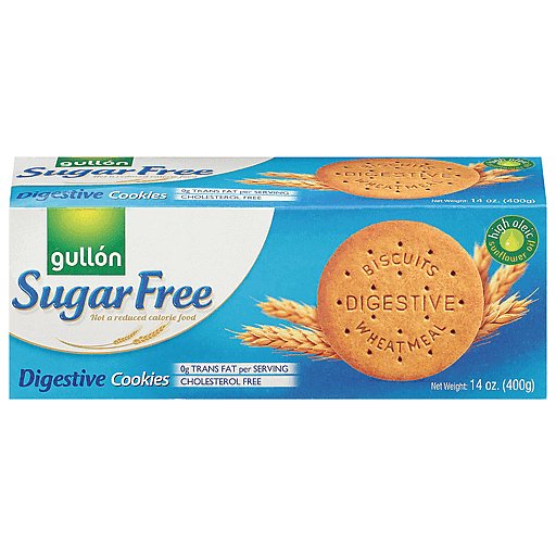 Gullon Sugar Free Cookies - Digestive Whole Wheat 14oz Pack, No Added Sugar, Non-GMO