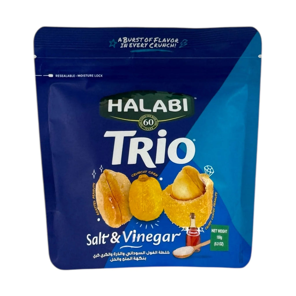Halabi Trio Salt Vinegar Peanuts - 3 Flavor Crunchy Snack for Nuts Lovers