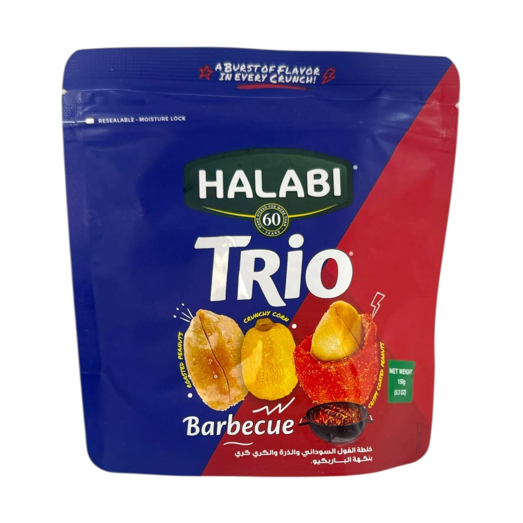 Halabi Trio Barbecue Peanuts - Crunchy, Savory Snack for Nut Lovers