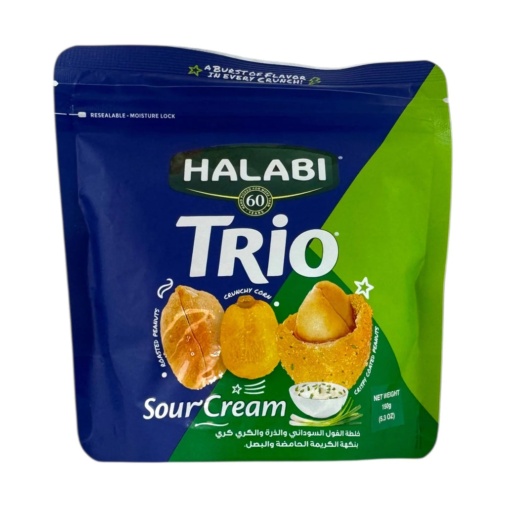 Halabi Trio Peanut Corn Snack - Tasty Sour Cream Flavor With Nutty Goodness