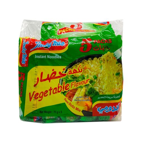 Indomie Instant Noodles Vegetable Flavor - 5 Pack x 75g - Premium Quality Instant Ramen