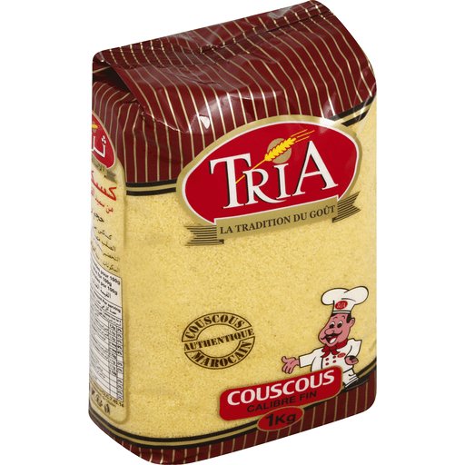 Tria Durum Wheat Couscous Calibre Fin 1kg - Pre-Cooked, Ready in 7-15 Minutes, Made in Morocco