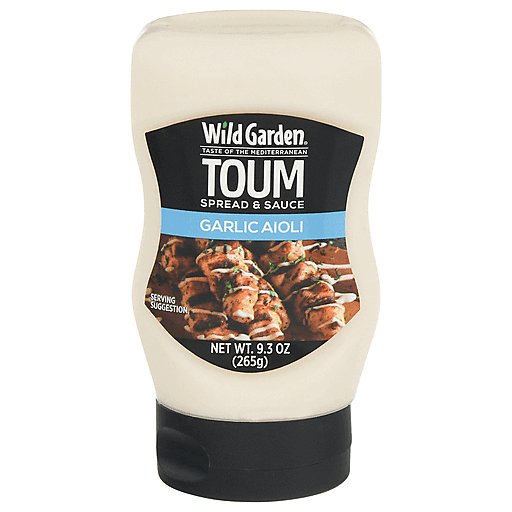 Wild Garden Toum Garlic Aioli Sauce 9.3 Oz - Creamy, Dairy-Free Mediterranean Spread for Meats & Veggies
